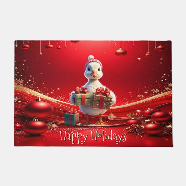 Tapete Cute Duck Christmas Holiday Doormat (Frente)