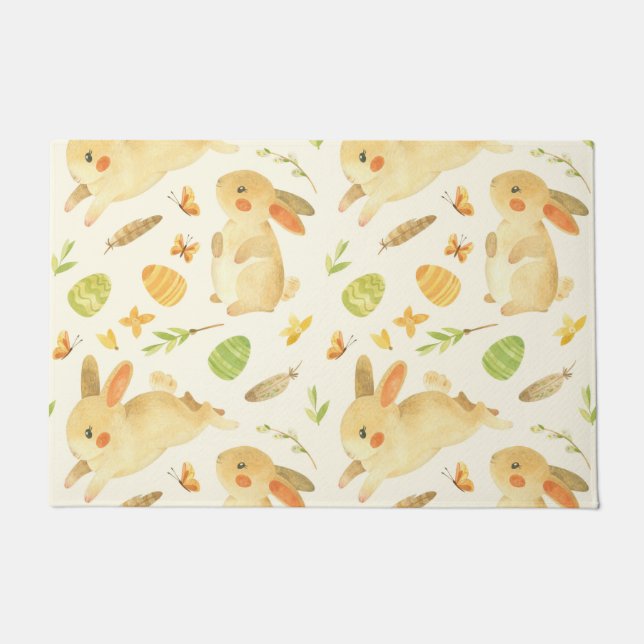 Tapete Cute Easter Bunny Eggs Pattern Gift, Happy Easter (Frente)