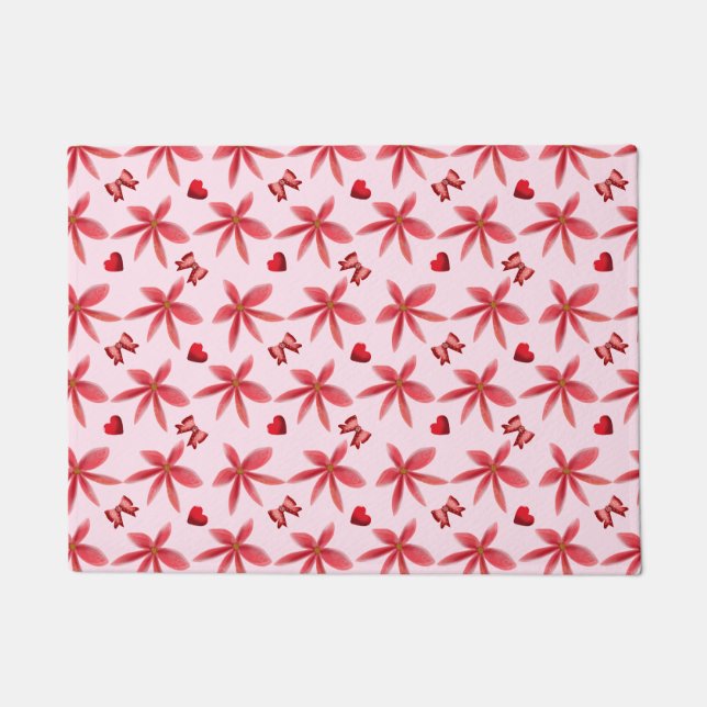 Tapete Cute Red Floral Heart Pattern Seamless Girly  (Frente)