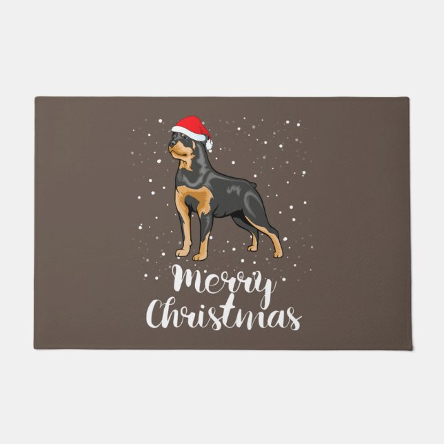 Tapete Cute Rottweiler Santa Hat Merry Christmas Costume (Frente)