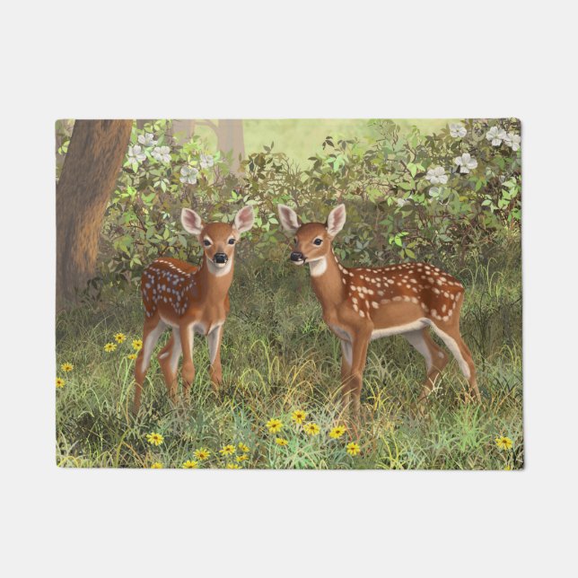 Tapete Cute Whitetail Deer Twin Fawns (Frente)