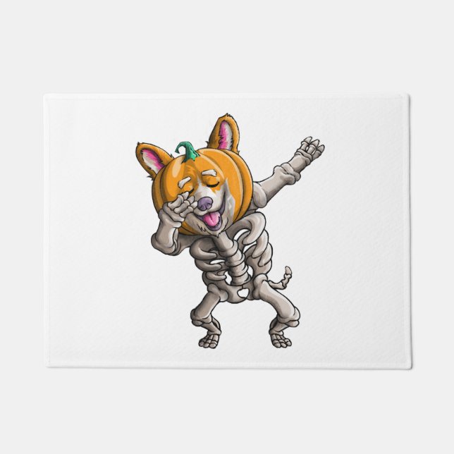Tapete Dabbing Skeleton Corgi Cute Halloween Corgi Funny (Frente)