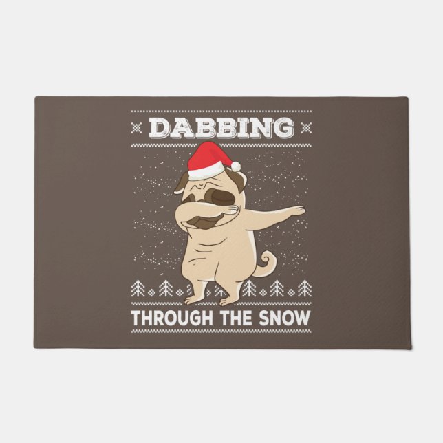 Tapete Dabbing Through The Snow Pug Ugly Christmas Sweate (Frente)
