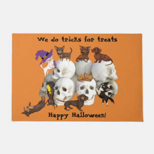 Tapete Dachshances Chihuahuas Skulls Halloween Mat