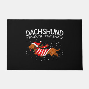 Tapete Dachshund Através Do Natal Engraçado Da Neve