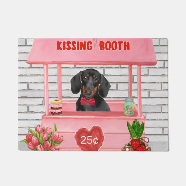 Tapete Dachshund Dog Dia de os namorados Beijando Booth (Frente)