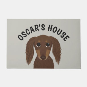 Tapete Dachshund Dog Personalizado de Chocolate de Cabelo