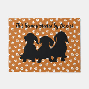 Tapete Dachshund Door Mat Silhouette Doxies Butterscotch