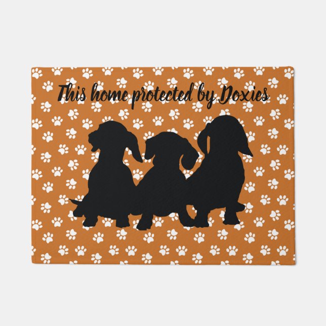 Tapete Dachshund Door Mat Silhouette Doxies Butterscotch (Frente)