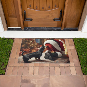 Tapete Dachshund e Papai Noel 