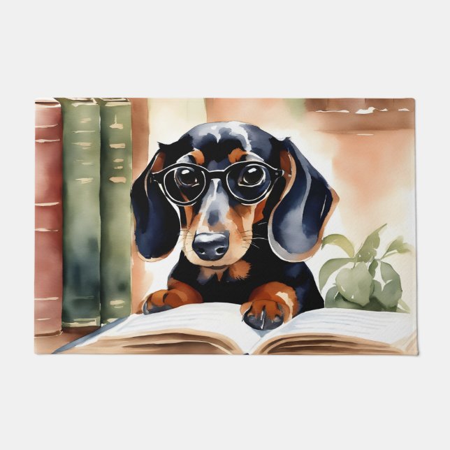 Tapete Dachshund em Arte de Aquarela (Frente)