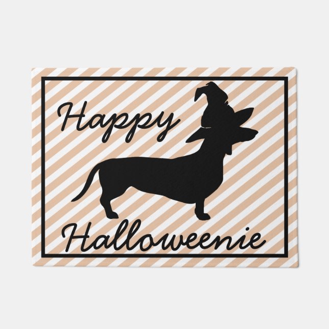 Tapete Dachshund feliz de Halloweenie o Dia das Bruxas (Frente)