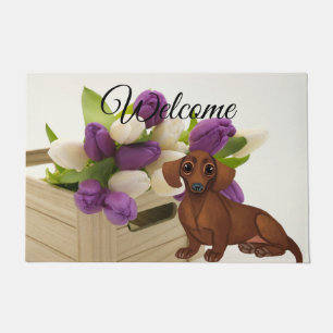 Tapete Dachshund Floral Door Mat