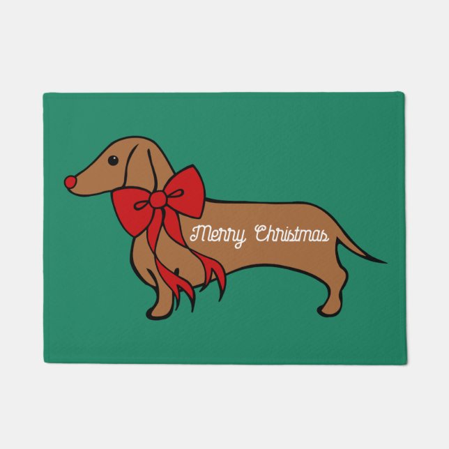 Tapete Dachshund Puppy Doormat de Natal (Frente)