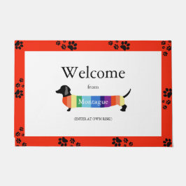 Tapete Dachshund Rainbow Monograma Bem-Vindo Typografia C