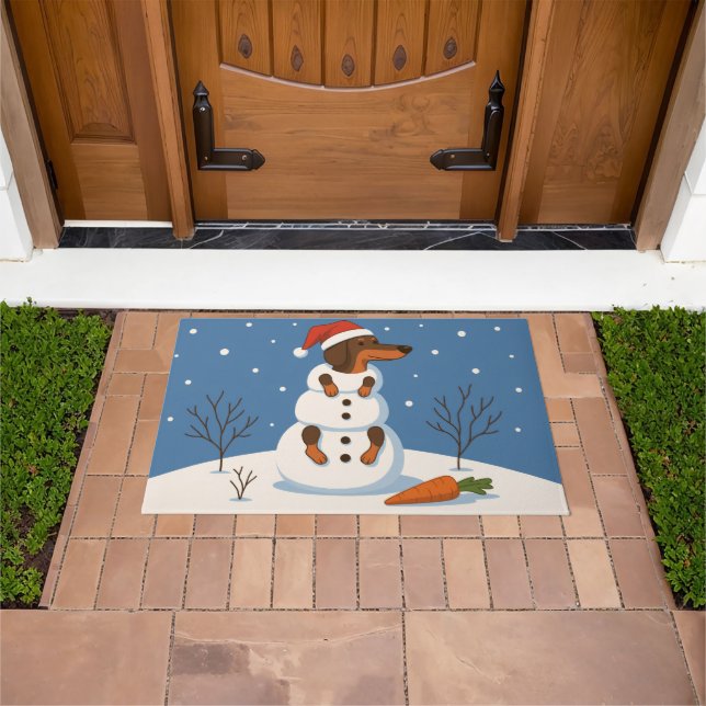 Tapete Dachshund Snowman Christmas Doormat (Ar livre)