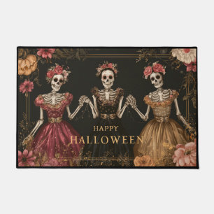 Tapete Dançarinos de Esqueleto Feliz Halloween com Flores