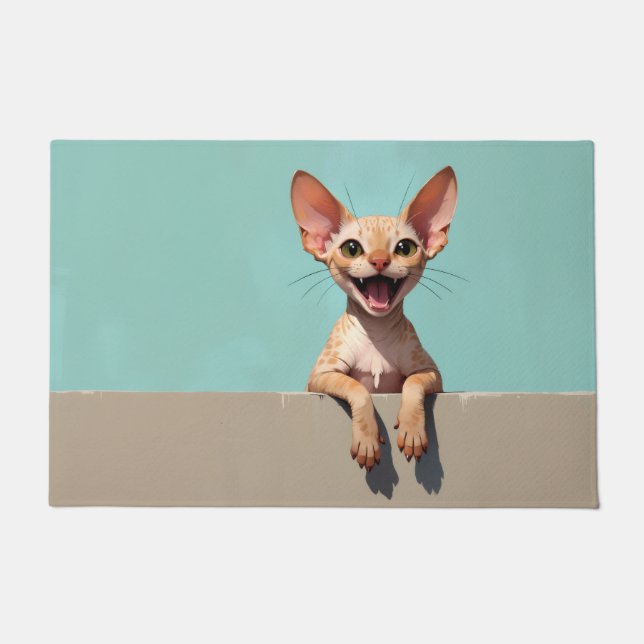 Tapete de Arte com Gato Devon Rex (Frente)