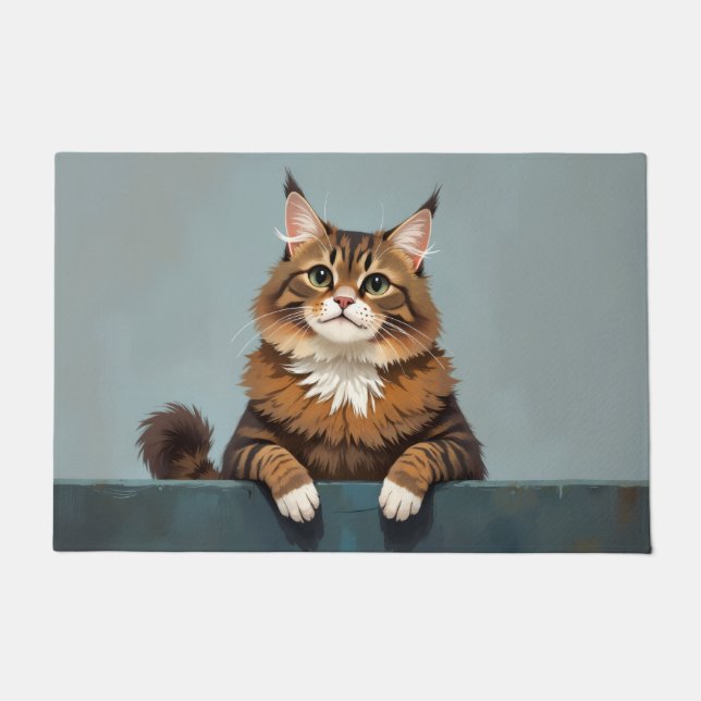 Tapete de Arte com Gato Maine Coon (Frente)