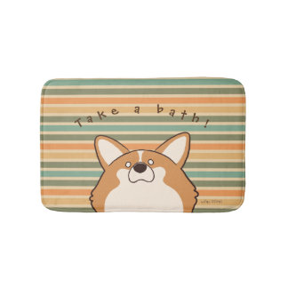 Tapete De Banheiro コーギー "コギたま(レッド)" -Retro-