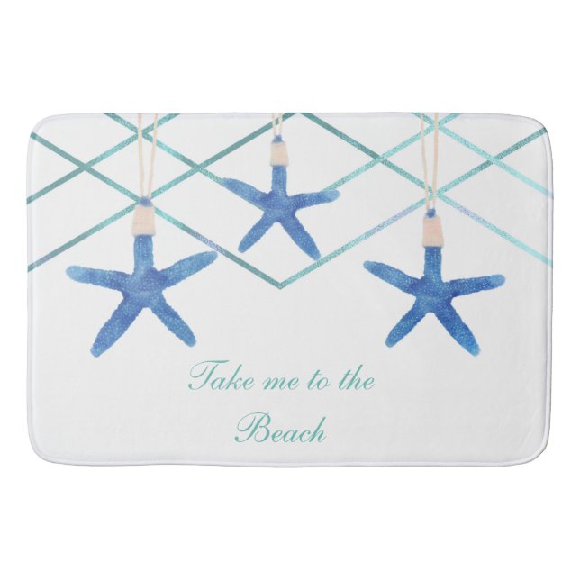 Tapete De Banheiro 3 Starfish & Modern Lines Elegant Beach Custom (Frente)