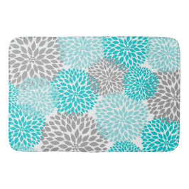 Tapete De Banheiro A dália de turquesa floresce, deco floral corajoso