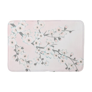 Tapete De Banheiro A flor de cerejeira de Sakura cora hortelã