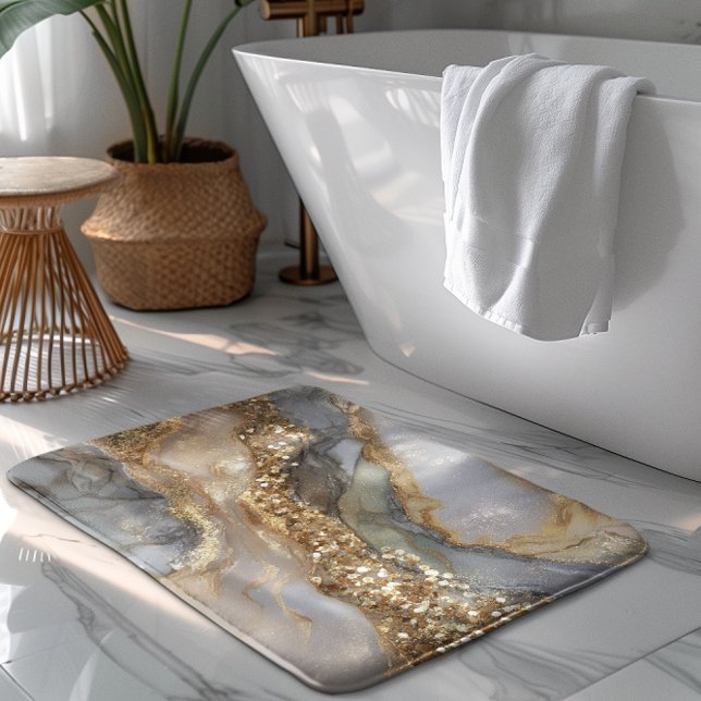 Tapete De Banheiro A luxurious gold and white marble background (Criador carregado)