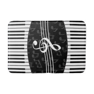 Tapete De Banheiro A música à moda nota chaves do Clef e do piano d