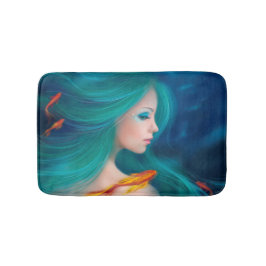 Tapete De Banheiro a sereia do mar da fantasia com vermelho pesca a