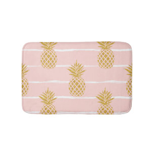 Tapete De Banheiro Abacaxi Dourado, fundo de verão em Striped.