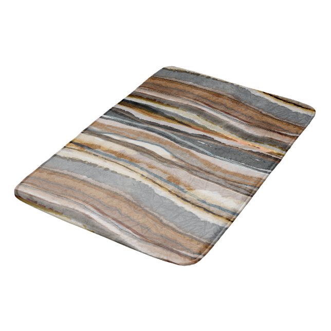Tapete De Banheiro Abstract Agate Stripes Neutral Earth Tones (Angulado)