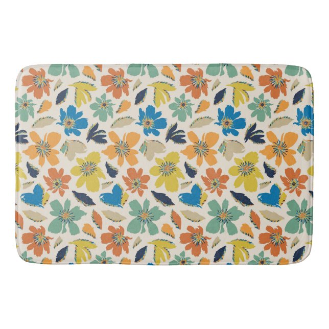 Tapete De Banheiro Abstract Hand-Drawn Boho Floral Pattern (Frente)