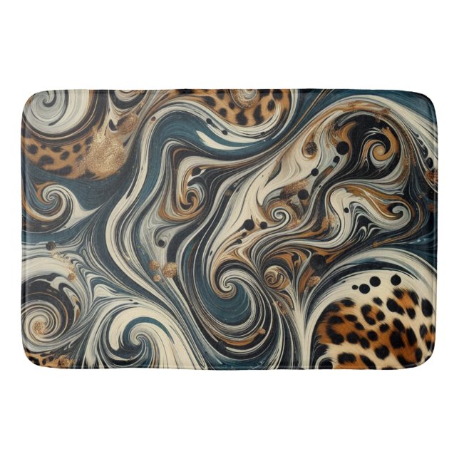 Tapete De Banheiro Abstract Leopard Print Swirl (Frente)