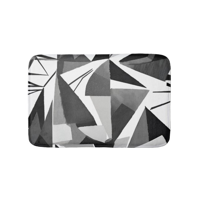 Tapete De Banheiro Abstract Modern Geometric Black & White Watercolor (frente)