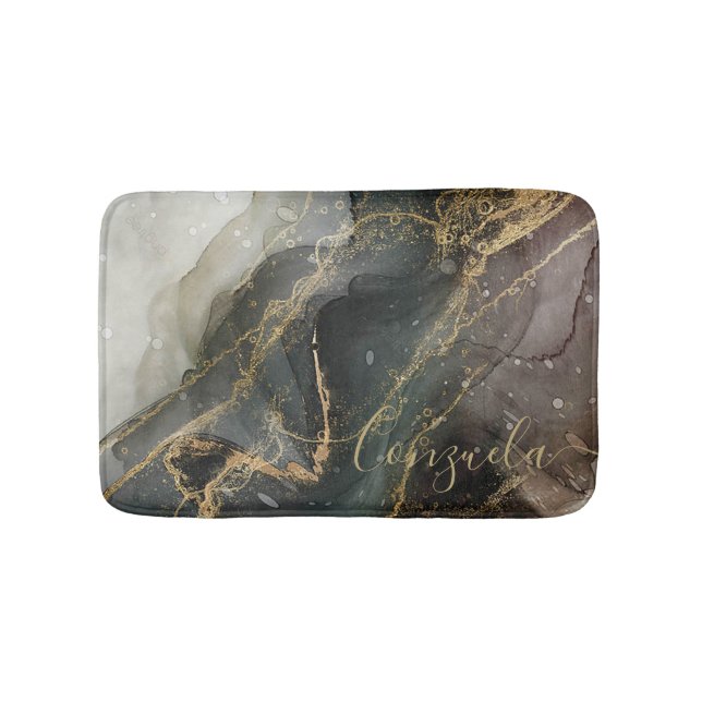 Tapete De Banheiro Abstrato Black Dourado Marble (frente)