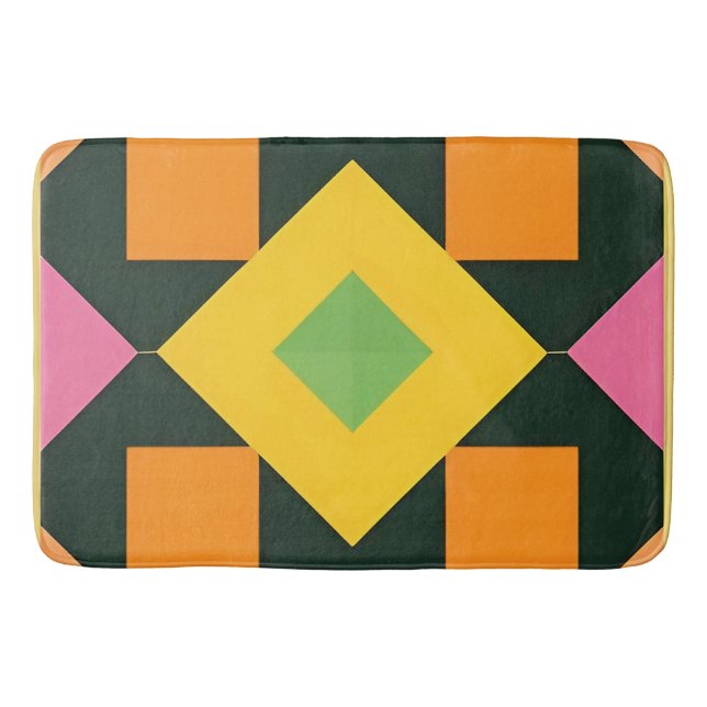 Tapete De Banheiro Abstrato de arte geométrica com cores vibrantes (Frente)