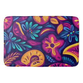 Tapete De Banheiro Abstrato de Boho Floral colorido 4