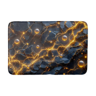 Tapete De Banheiro Abstrato de energia elétrica com raios Ouro