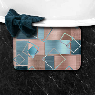 Tapete De Banheiro Abstrato de luxo Blush Rosa Dourado e Teatro Geo
