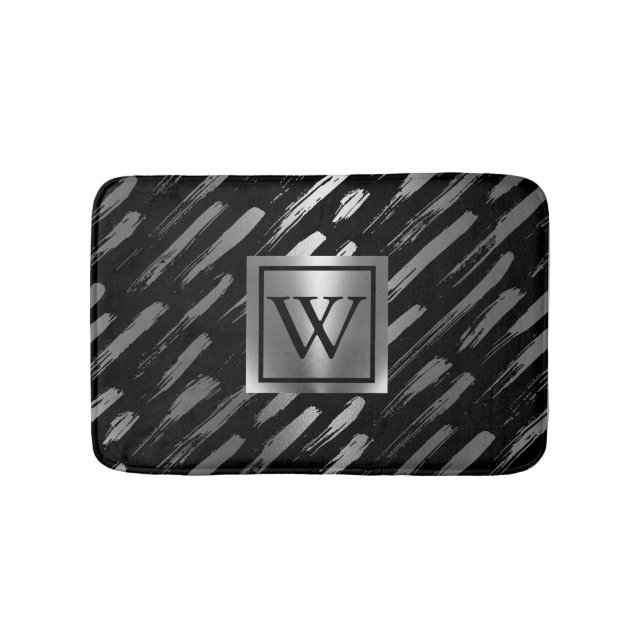 Tapete De Banheiro Abstrato de metal preto e prateado (frente)