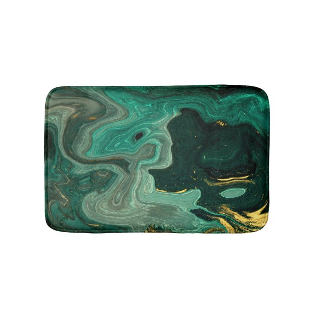 Tapete De Banheiro Abstrato de Prata Verde Turquesa Dourada (frente)