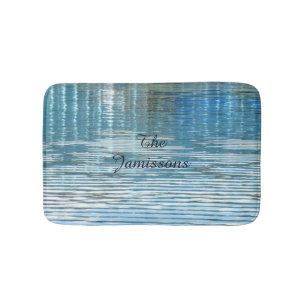 Tapete De Banheiro Abstrato de Reflexo - Plush Personalizado Azul Cla