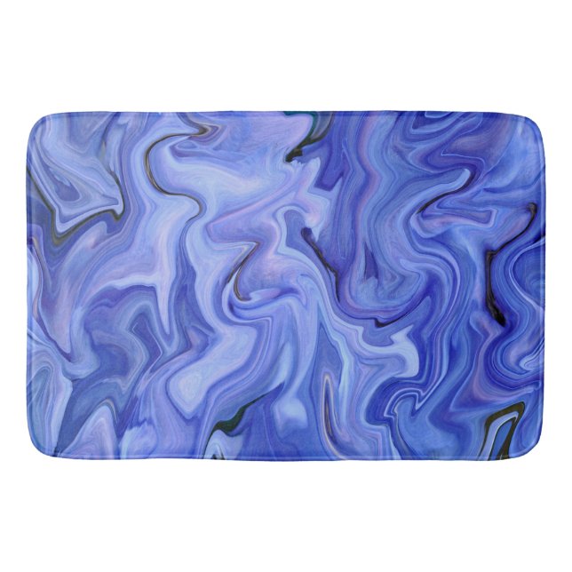 Tapete De Banheiro Abstrato de seda azul (Frente)
