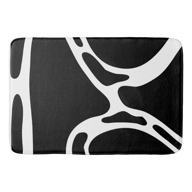 Tapete De Banheiro Abstrato Doodles Black and White (Frente)