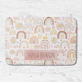 Tapete De Banheiro Abstrato dos arco-íris e flores margaridas colorid