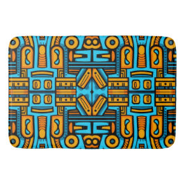 Tapete De Banheiro Abstrato Figurativo - Laranja Azul Escuro