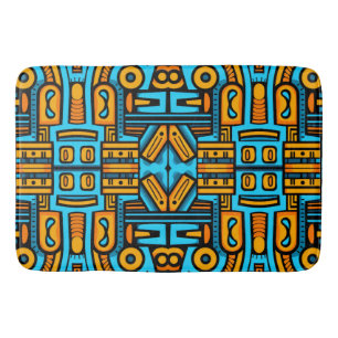 Tapete De Banheiro Abstrato Figurativo - Laranja Azul Escuro