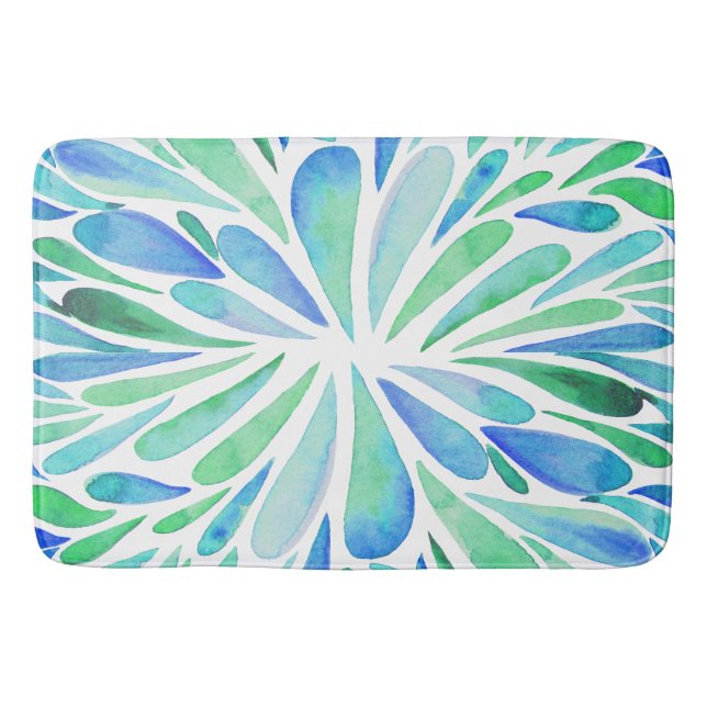 Tapete De Banheiro Abstrato floral aqua burst aqua e azul (Frente)