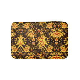 Tapete De Banheiro Abstrato Floral com flores douradas